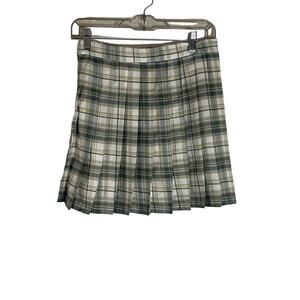 Urban Coco Women's Size Small Green Cream Plaid School Uniform Mini‎ Skirt